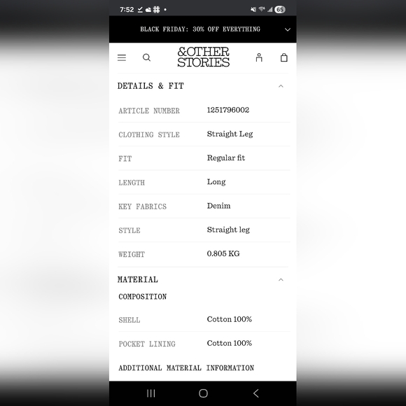 & Other Stories Pleated Wide-Leg Jeans (Size US 14) - Picture 5 of 5